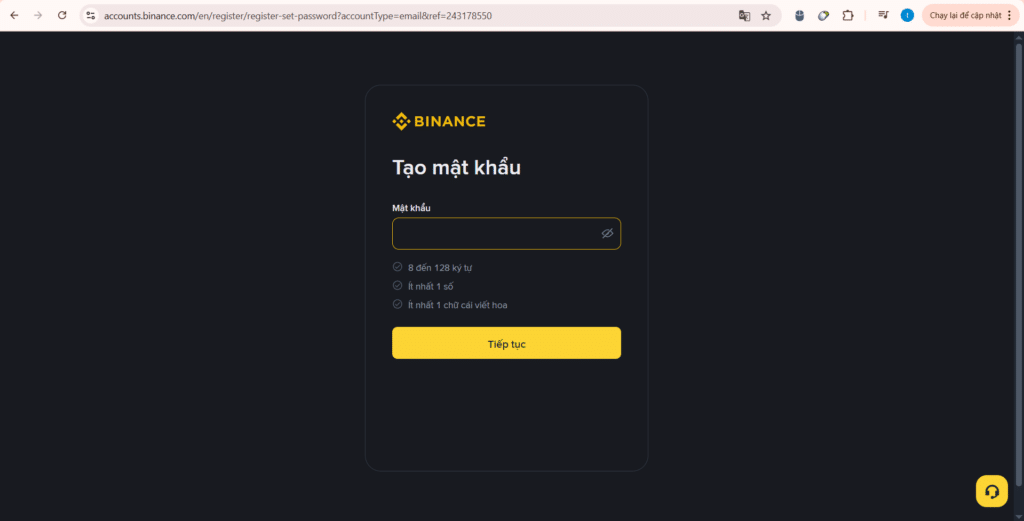Mở tài khoản Binance trên ứng dụng di động (Mobile App) nhanh gọn.