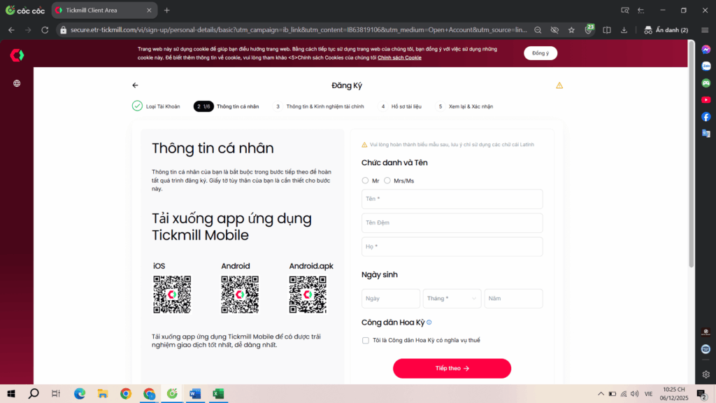 Hoàn tất xác minh danh tính (KYC) khi mở tài khoản Tickmill an toàn.