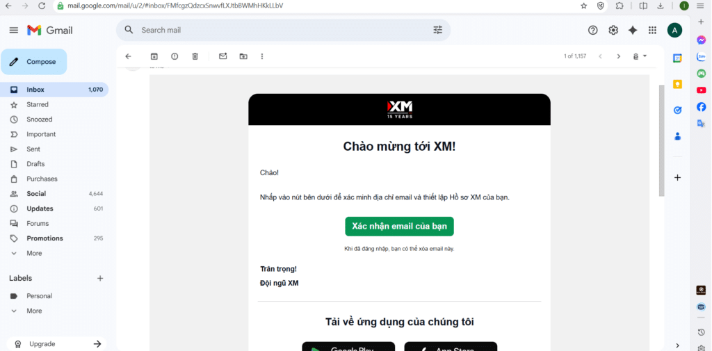 Hoàn tất xác minh danh tính (KYC) khi mở tài khoản XM để giao dịch không giới hạn.