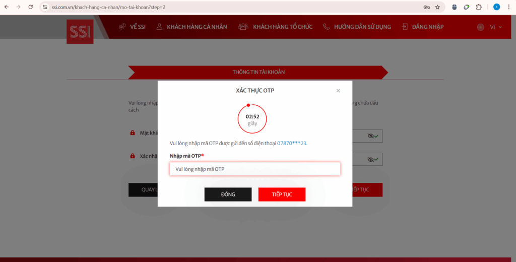 Hướng dẫn xác thực khuôn mặt eKYC khi mở tài khoản SSI